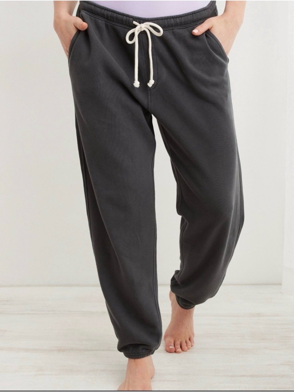 aerie Charcoal Drawstring Joggers
